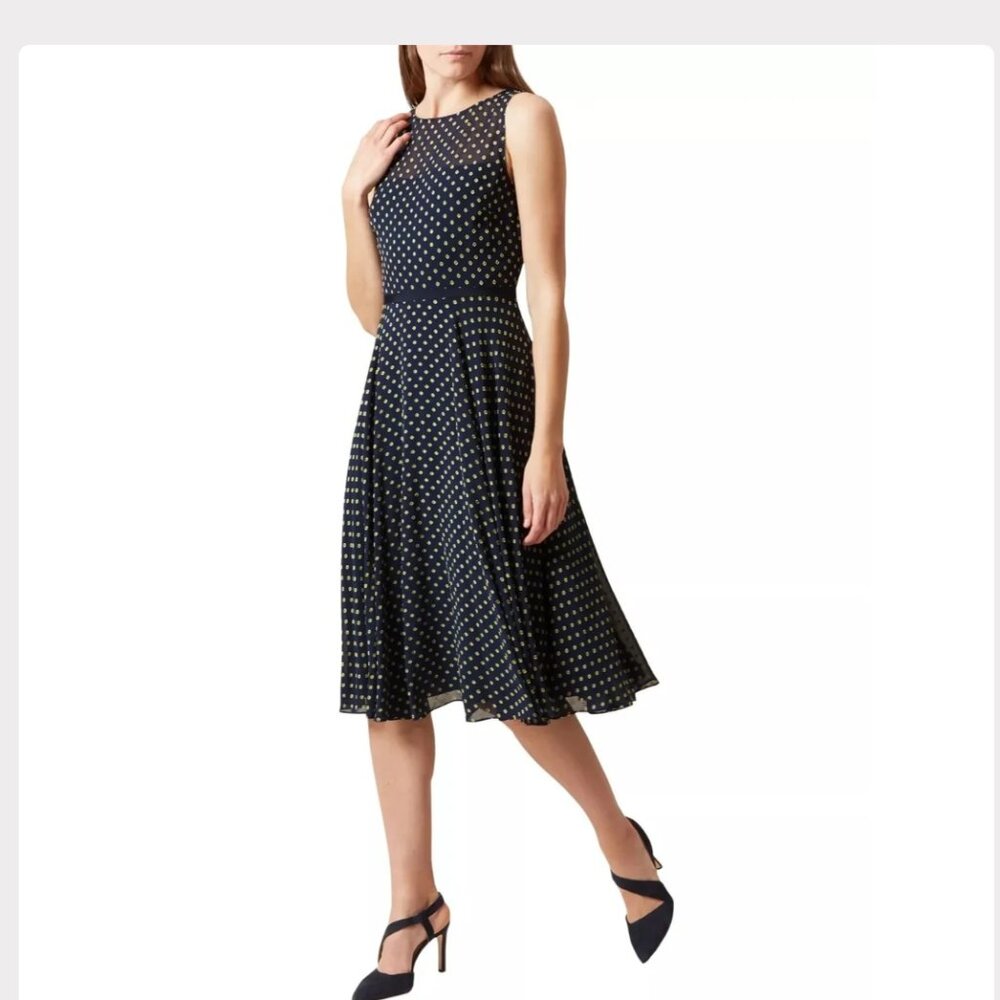 Hobbs Della Midi in Navy Lemon Size 2 - Picture 2 of 8